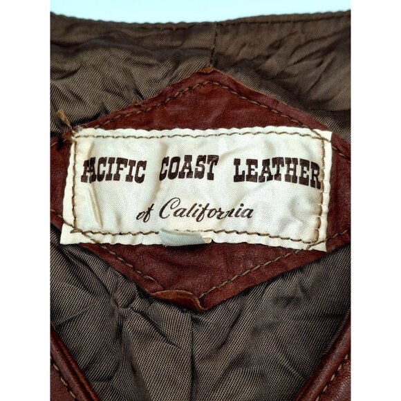 Vtg Distress kids Genuine Brown Leather Western Vest - Picture 7 of 16